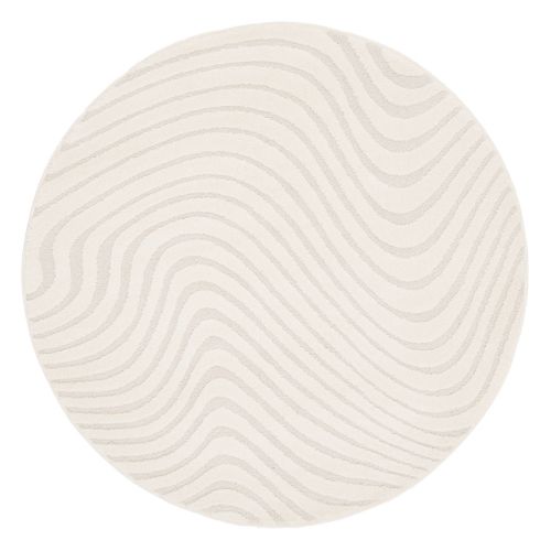 Tapis Rond Intérieur Motifs Ondulations En Relief Crème Ø160cm
