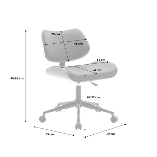 Chaise De Bureau à Roulettes Décor Bois Courbé Placage Effet Chêne Et Simili Cuir Blanc