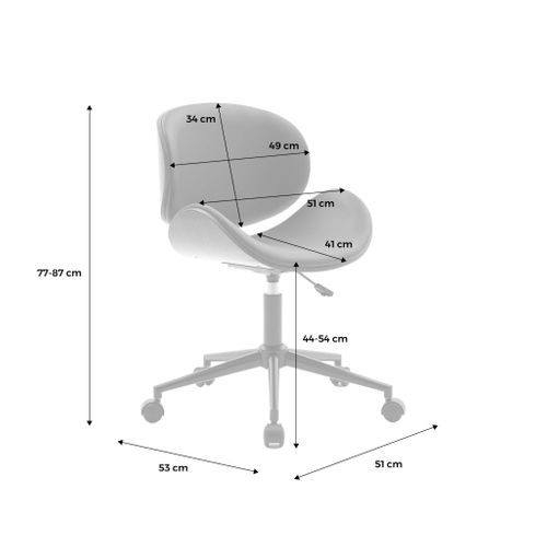 Chaise De Bureau à Roulettes Bois Courbé Avec Placage Effet Chêne Et Assise Blanche