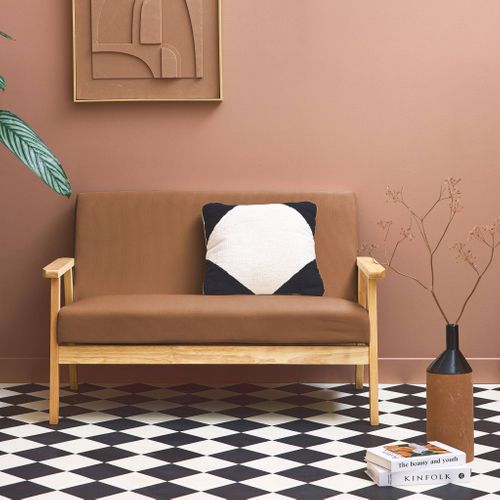 Banquette Canapé 2 Places En Bois Et Tissu Velours Côtelé Coloris Marron. Isak. 114 X 69.5 X 73