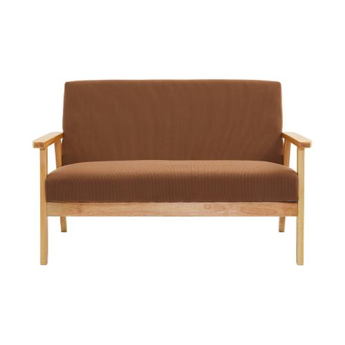 Banquette Canapé 2 Places En Bois Et Tissu Velours Côtelé Coloris Marron. Isak. 114 X 69.5 X 73