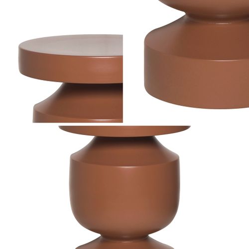 Table D'appoint. Bout De Canapé. Table De Chevet En Métal Coloris Terracotta. Alma. D.30.5 X H