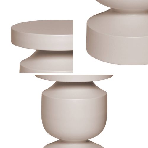 Table D'appoint. Bout De Canapé. Table De Chevet En Métal Coloris Crème. Alma. Ø30.5 X H 43.5cm