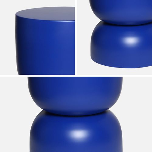 Table D'appoint. Bout De Canapé. Table De Chevet En Métal. Bleu Madi Ø32 X H 42cm