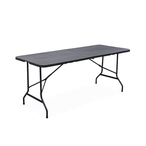 Lot De 2 Tables De Réception Pliables En Plastique Gris 180cm + 12 Chaises D'appoint. Table De