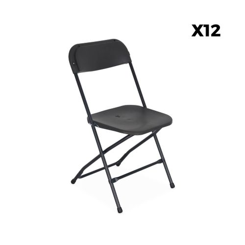 Lot De 2 Tables De Réception Pliables En Plastique Gris 180cm + 12 Chaises D'appoint. Table De