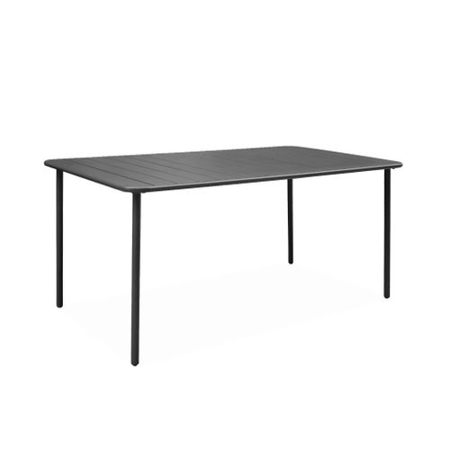 Table De Jardin Métal + 6 Assises Anthracite. Acier Traitement Anti Rouille