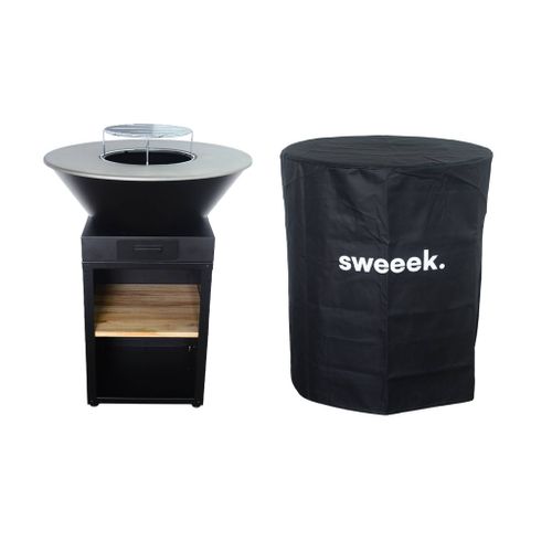 Braséro Barbecue Ø81.5cm Avec Grille De Cuisson. Espace De Stockage + Housse