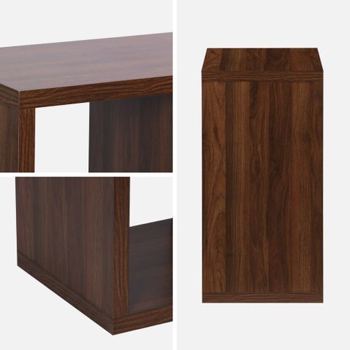 Etagère Bibliothèque Cubique 2 Niveaux 4 Compartiments. Casiers. Effet Bois De Noyer. L 76 X P 39 X