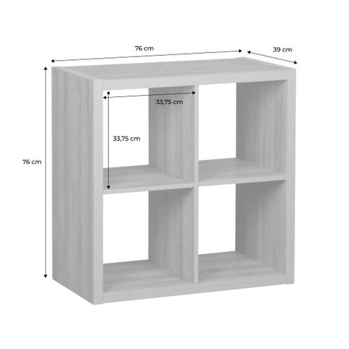 Etagère Bibliothèque Cubique 2 Niveaux 4 Compartiments. Casiers. Effet Bois De Manguier. L 76 X P