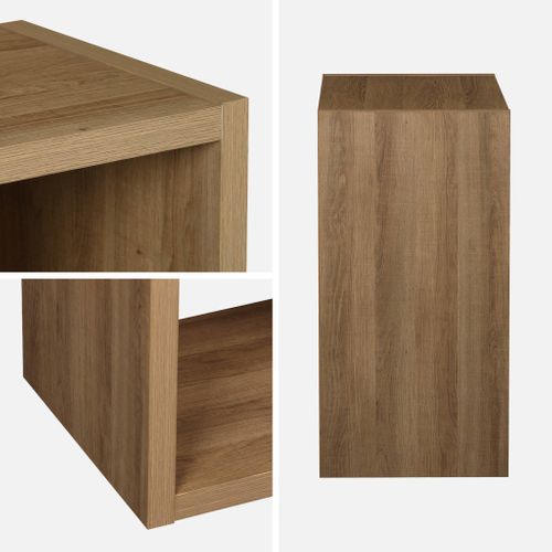 Etagère Bibliothèque Cubique 2 Niveaux 4 Compartiments. Casiers. Effet Bois De Manguier. L 76 X P