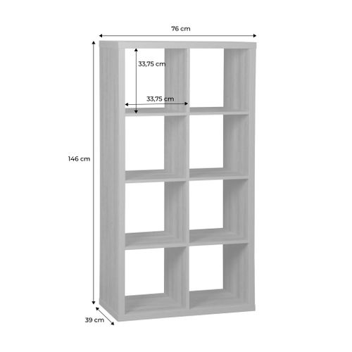 Etagère Bibliothèque 4 Niveaux 8 Compartiments. Casiers. Effet Bois De Manguier. L 76 X P 39 X H