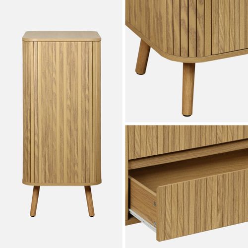 Commode 4 Tiroirs. Décor Strié Naturel. L 80x P 45  H 100cm