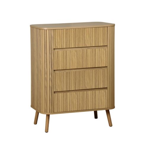 Commode 4 Tiroirs. Décor Strié Naturel. L 80x P 45  H 100cm