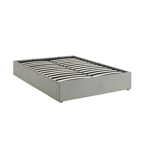 Lit Coffre Avec Sommier à Lattes. Finition Velours Côtelé Gris 90x190 cm