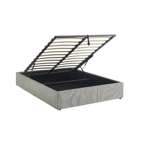 Lit Coffre Avec Sommier à Lattes. Finition Velours Côtelé Gris 90x190 cm