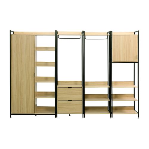 Kit Dressing Modulable Noir Avec 4 Éléments. L 280 X P 48 X H 190 Cm