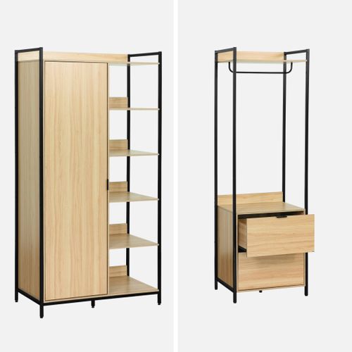 Kit Dressing Modulable Noir Avec 4 Éléments. L 280 X P 48 X H 190 Cm