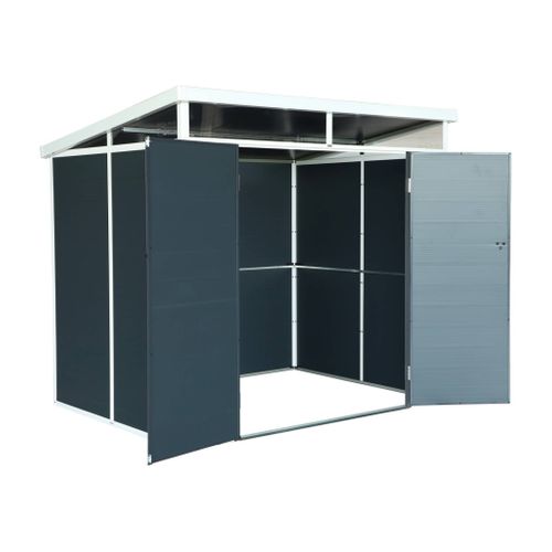 Abri De Jardin Plastique 4.55 M². Anthracite. Avec Toiture Monopente Skylight. Fenêtre Et Grande