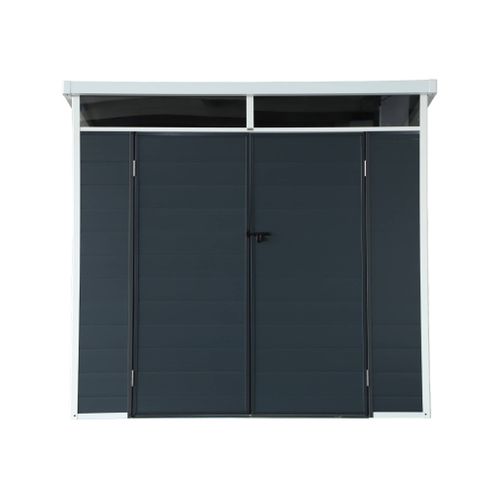 Abri De Jardin Plastique 4.55 M². Anthracite. Avec Toiture Monopente Skylight. Fenêtre Et Grande