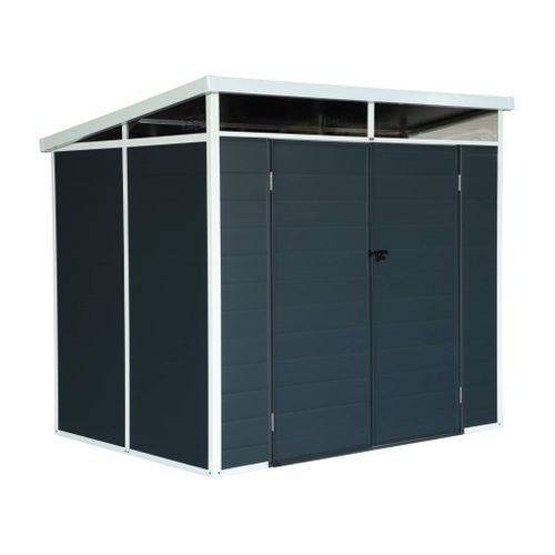 Abri De Jardin Plastique 4.55 M². Anthracite. Avec Toiture Monopente Skylight. Fenêtre Et Grande