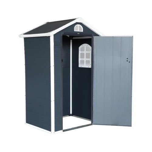 Abri De Jardin Plastique 1.39 M². Anthracite. Structure Aluminium. 134 X 104 X 204cm