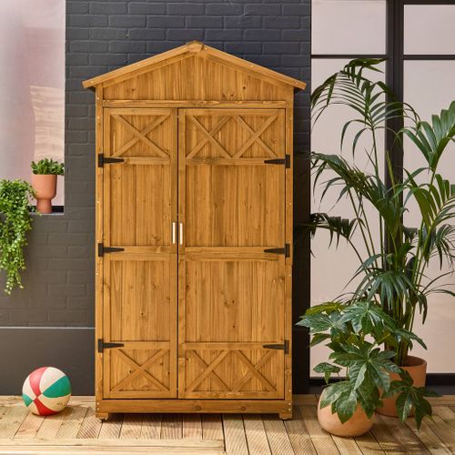 Abri De Jardin 105 Cm En Bois. 6 Espaces De Rangement. L 105x P 55.5 X H 178.5cm