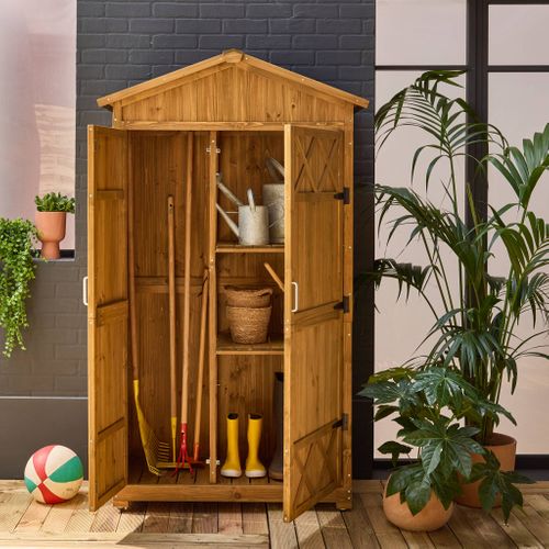 Abri De Jardin 105 Cm En Bois. 6 Espaces De Rangement. L 105x P 55.5 X H 178.5cm