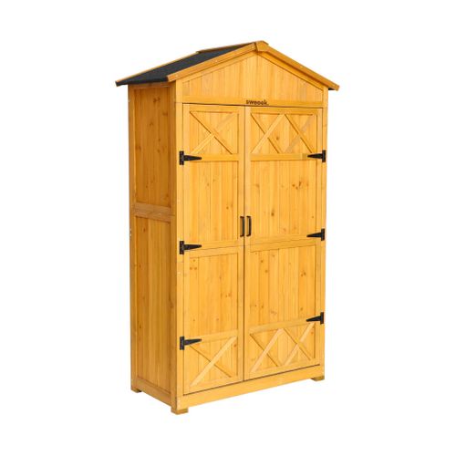 Abri De Jardin 105 Cm En Bois. 6 Espaces De Rangement. L 105x P 55.5 X H 178.5cm