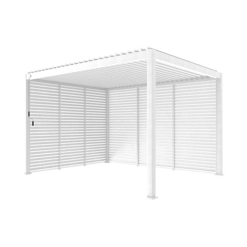 Persienne 130cm Pour Pergola Bioclimatique Triomphe. Côté 4m. Panneau Brise Vue. Aluminium. Blanc