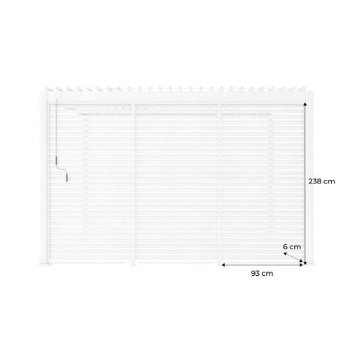 Persienne 100cm Pour Pergola Bioclimatique Triomphe. Côté 3m. Panneau Brise Vue. Aluminium. Blanc