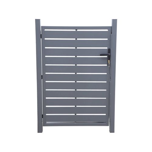 Portillon De Jardin 100 X 146 Cm En Aluminium Anthracite Avec Serrure Et Poignée. Anthracite.