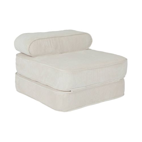 Fauteuil Enfant En Velours Côtelé Dépliable. Couleur Crème. L 66 X P 62 X H 43.5 Cm