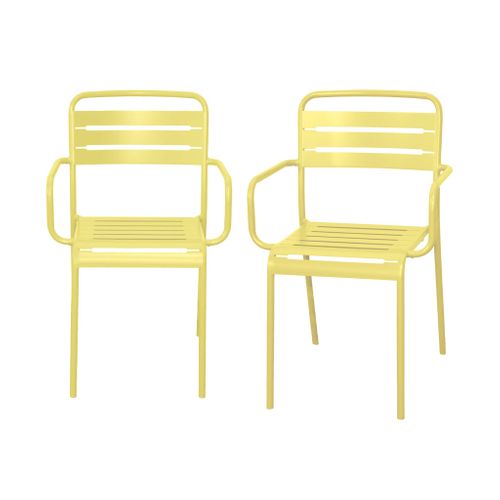 Lot De 2 Fauteuils De Jardin Acier. 2 Places. Jaune. Amelia. L50.4 X P53 X H79.5cm