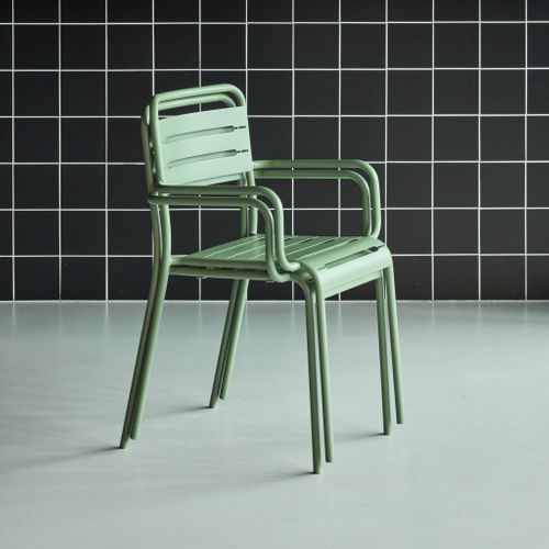 Lot De 2 Fauteuils De Jardin Acier. 2 Places. Vert. Amelia. L50.4 X P53 X H79.5cm