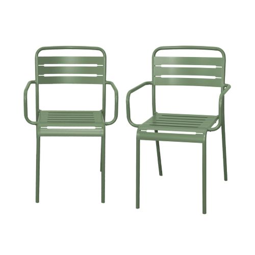 Lot De 2 Fauteuils De Jardin Acier. 2 Places. Vert. Amelia. L50.4 X P53 X H79.5cm