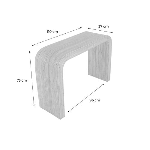 Console En Rotin Naturel. 110cm. Bords Arrondis. L 110 X P 35 X H 75cm
