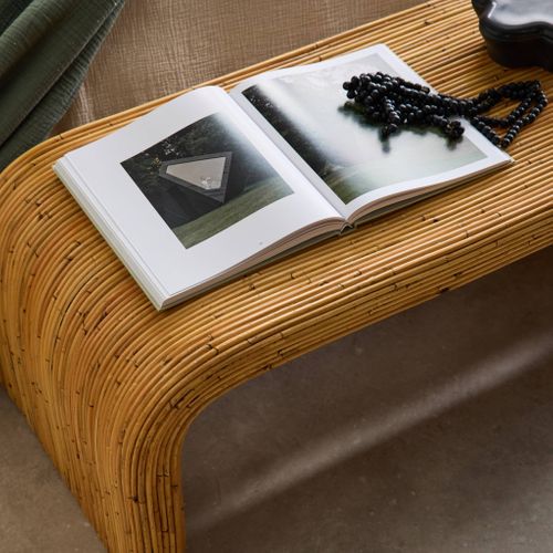 Banc. Bout De Lit En Rotin Naturel. 100cm. Bords Arrondis. L 100 X P 45 X H 40cm