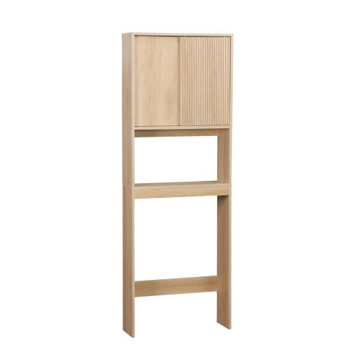 Etagère / Meuble Wc Linear Avec Portes Coulissantes. 3 Espaces De Rangement. Naturel. 64 X 20 X 180