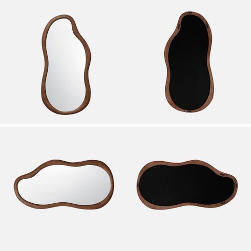 Miroir Organique Austin En Bois D'hévéa. Couleur Noyer. 70 Cm