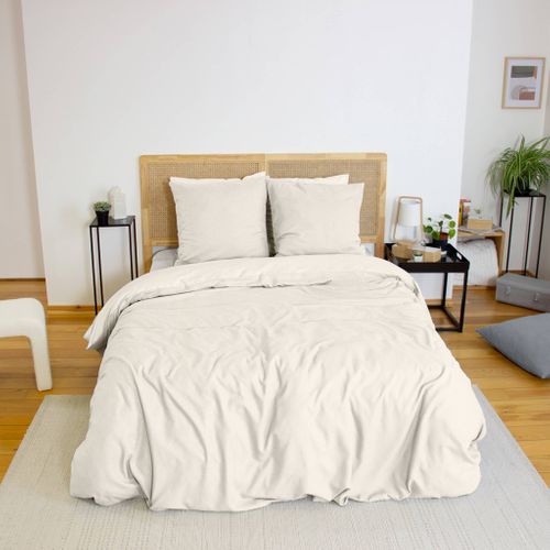 Parure De Lit Espiga Crème 2 Places. Réversible. Bi-matière. 260 X 240 Cm