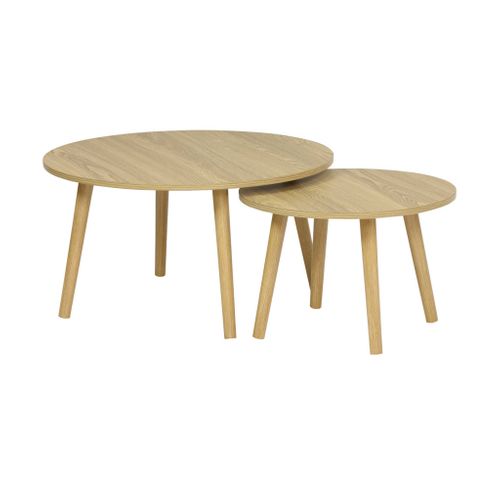 Lot De 2 Tables Basses Rondes Effet Frêne Népal