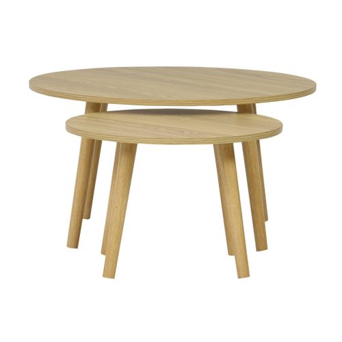 Lot De 2 Tables Basses Rondes Effet Frêne Népal