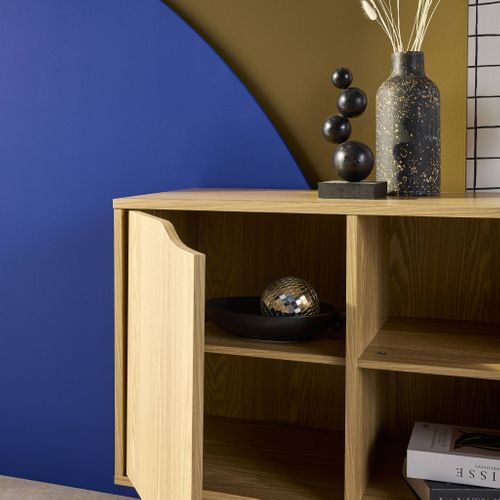 Buffet De Rangement Effet Frêne 1 Porte. 2 Étagères. Buffet Bas. 80cm