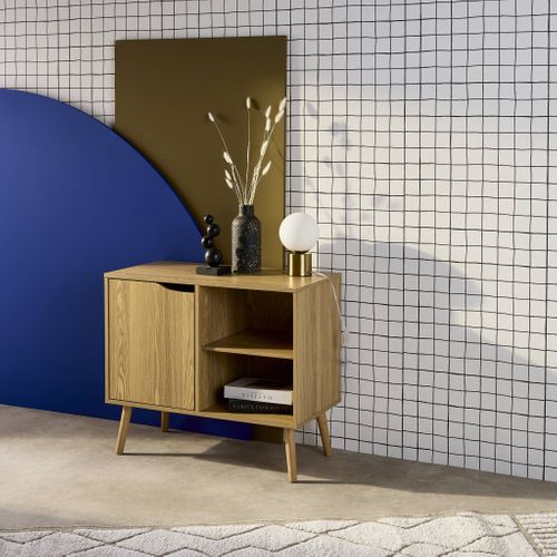 Buffet De Rangement Effet Frêne 1 Porte. 2 Étagères. Buffet Bas. 80cm