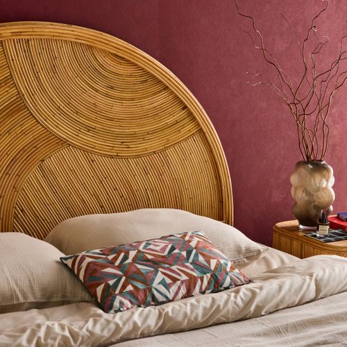 Tête De Lit En Rotin Naturel. Bois Clair. Bohème. L140 X P4.5 X H115cm