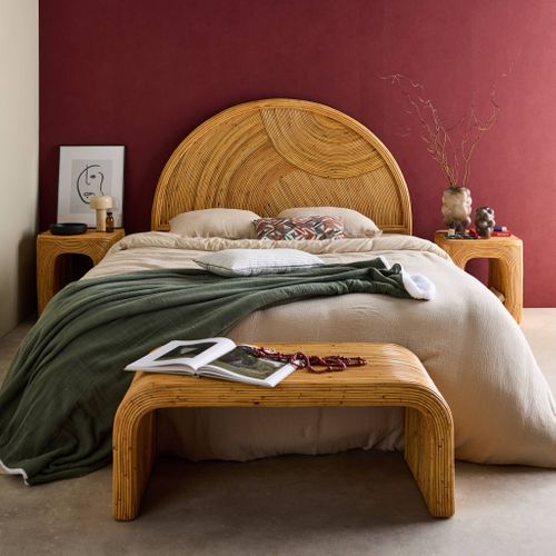 Tête De Lit En Rotin Naturel. Bois Clair. Bohème. L140 X P4.5 X H115cm