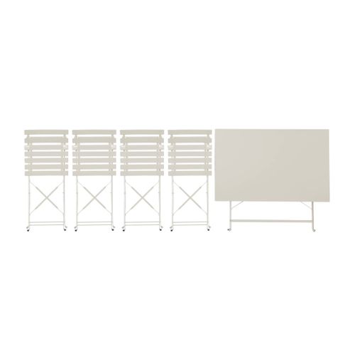 Table De Jardin Bistrot Pliante Métal + 4 Assises 110 X 70cm. Avec Quatre Chaises Pliantes. Acier