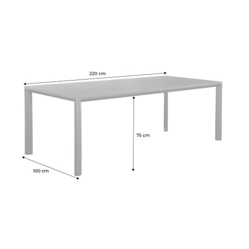 Table De Jardin Beige Sacramento Aluminium. 8 Places. 220 X 100 X 75 Cm