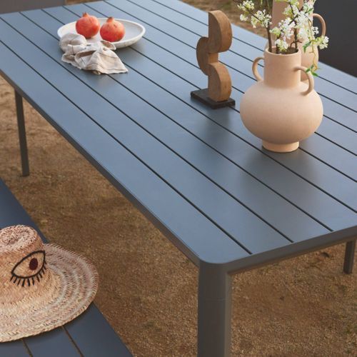 Table De Jardin Anthracite Sacramento Aluminium. 8 Places. 220 X 100 X 75 Cm